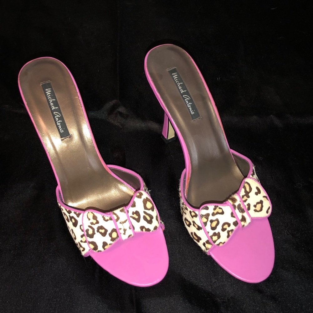 Michael Antonio Pink and Animal Print Heels 10